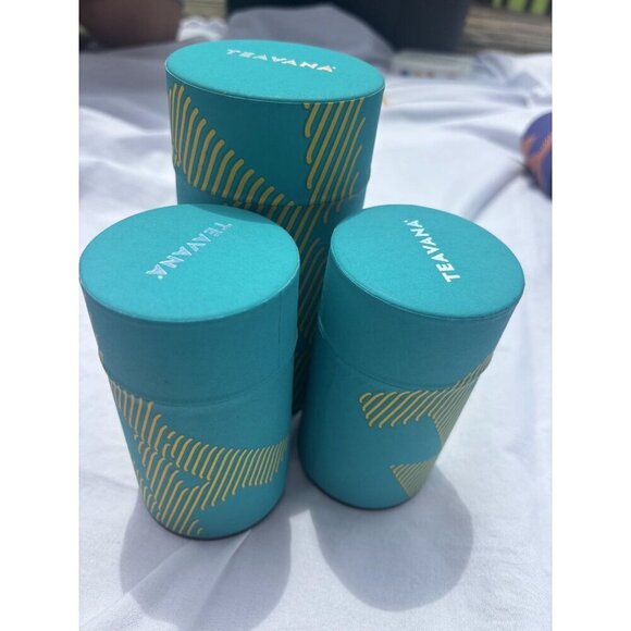 Lot Of Two 3 Teavana Tea Containers Blue New CLEAN - Picture 2 of 4